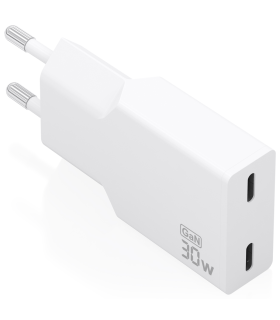 CARGADOR AISENS ULTRA DELGADO GaN 30W 2xUSB C PD30 BLANCO