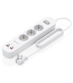 REGLETA ENCHUFES AISENS MULTIFUNCION 3 TOMAS+2xUSB-C 2xUSB-A 1.4M BLANCO