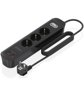 REGLETA ENCHUFES AISENS MULTIFUNCION 3 TOMAS2xUSB C 2xUSB A 14M NEGRO
