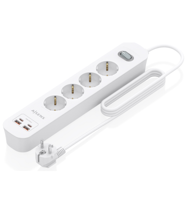 REGLETA ENCHUFES AISENS MULTIFUNCION 4 TOMAS2xUSB C 2xUSB A 14M BLANCO