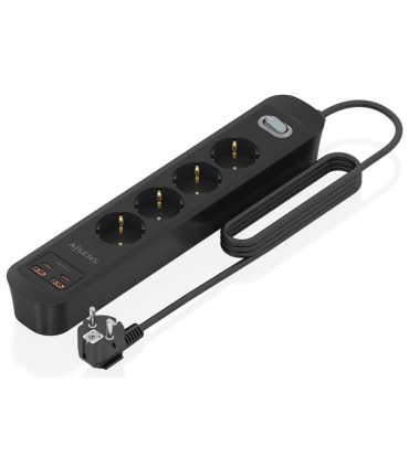 REGLETA ENCHUFES AISENS MULTIFUNCION 4 TOMAS2xUSB C 2xUSB A 14M NEGRO