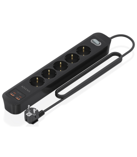 REGLETA ENCHUFES AISENS MULTIFUNCION 5 TOMAS2xUSB C 2xUSB A 14M NEGRO