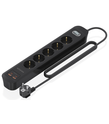 REGLETA ENCHUFES AISENS MULTIFUNCION 5 TOMAS2xUSB C 2xUSB A 14M NEGRO