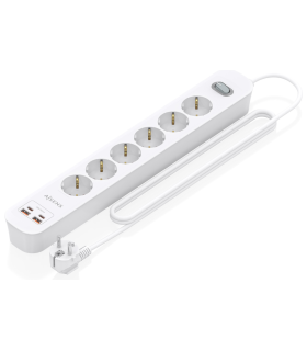 REGLETA ENCHUFES AISENS MULTIFUNCION 6 TOMAS2xUSB C 2xUSB A 14M BLANCO