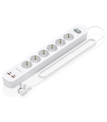 REGLETA ENCHUFES AISENS MULTIFUNCION 6 TOMAS2xUSB C 2xUSB A 14M BLANCO