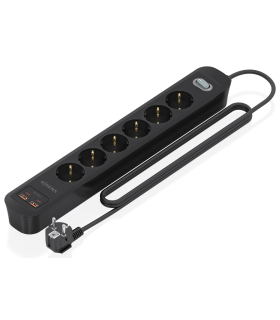 REGLETA ENCHUFES AISENS MULTIFUNCION 6 TOMAS2xUSB C 2xUSB A 14M NEGRO
