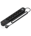 REGLETA ENCHUFES AISENS MULTIFUNCION 6 TOMAS+2xUSB-C 2xUSB-A 1.4M NEGRO