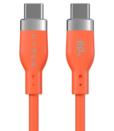 HYPERJUICE FLEX USB C SILICONE CHARGING CABLE ORANGE